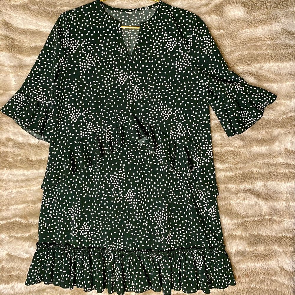 Amazon Green and White Polka Dot Dress